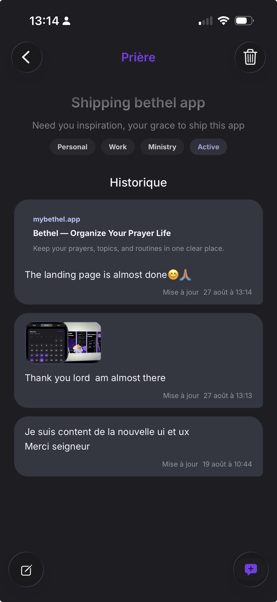 Next Bethel app screen